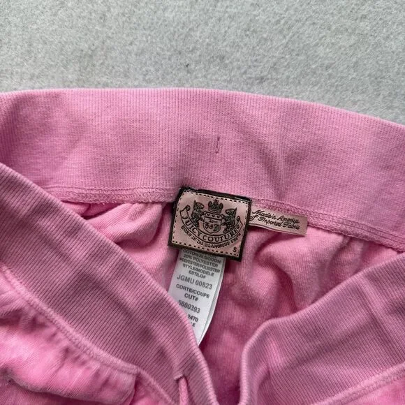 Vintage Juicy Couture Women's Baby Pink Velour Flared Track Pant Pockets Size S - Picture 3 of 7